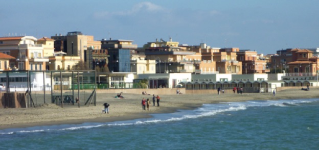 Ostia seafront. Mussolini architecture.